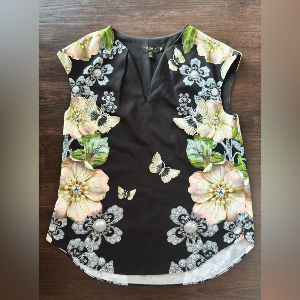 Ted Baker Black Floral Butterfly Blouse
